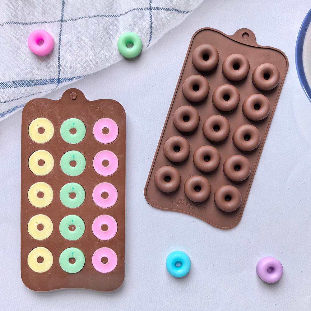 Donut Mold Silicone - 1pc 15 hole donut shaped DIY