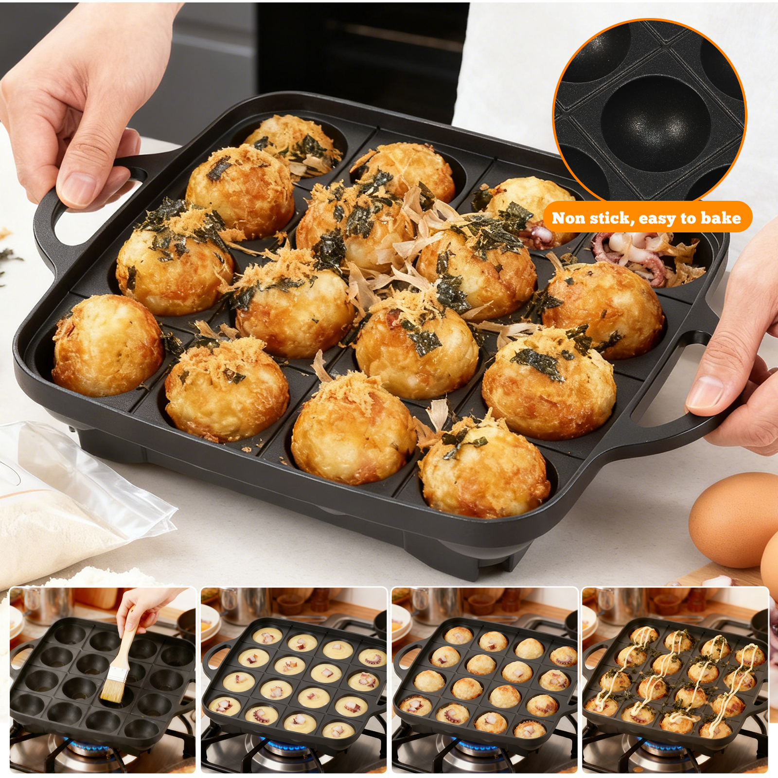 16 Holes Takoyaki Pan Cast Alu - Takoyaki Grill Plate avaliação e preço
