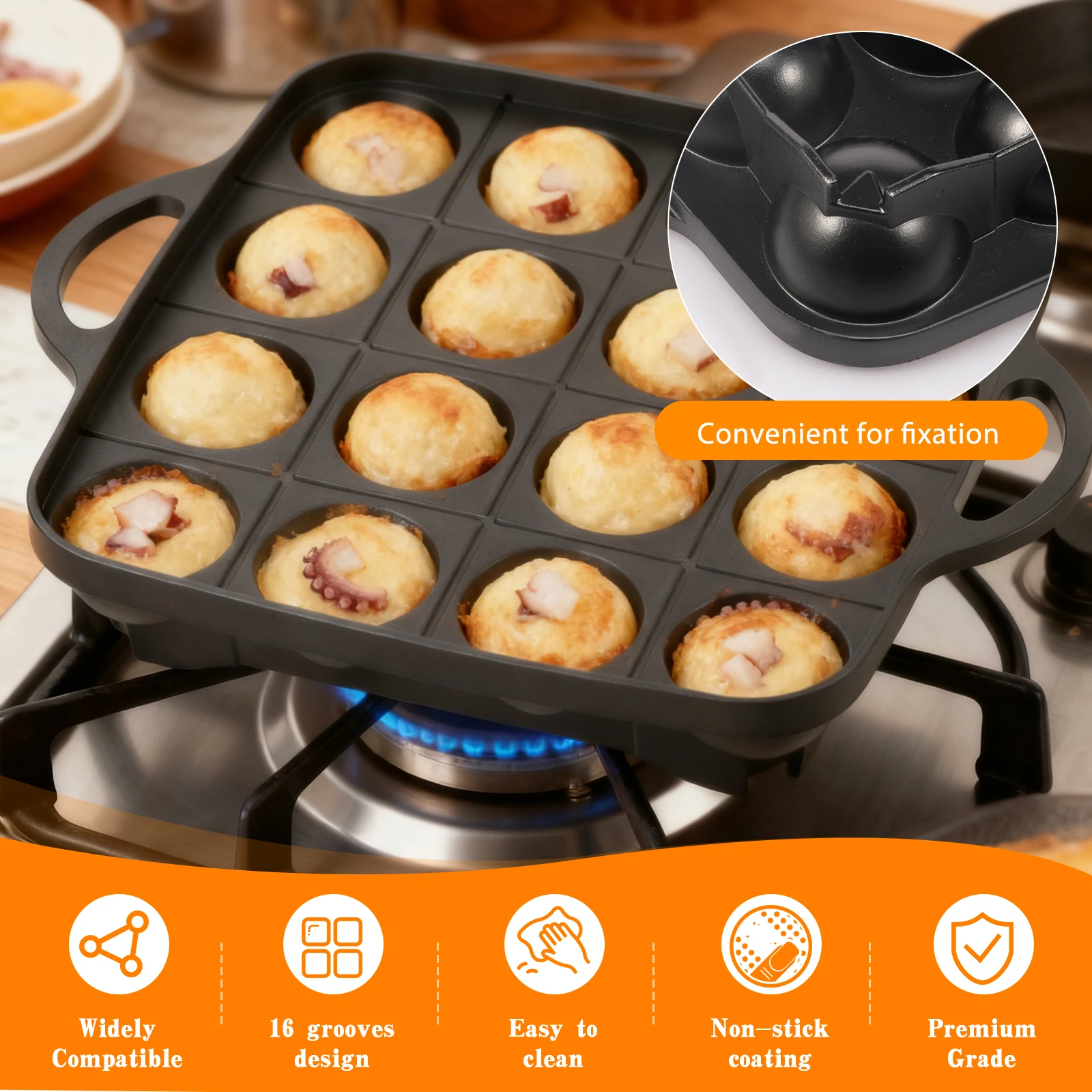 16 Holes Takoyaki Pan Cast Alu - Takoyaki Grill Plate avaliação e preço
