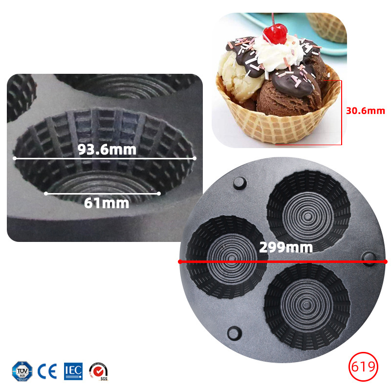 Commercial Triple-Hole Ice Cre - Waffle Cone Maker avaliação e preço