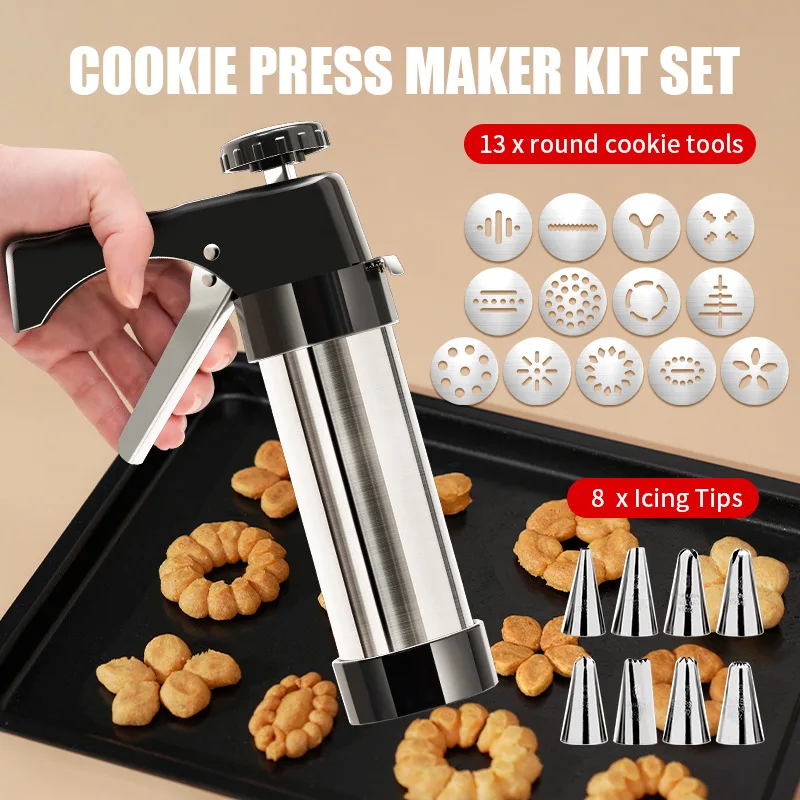 Cookie Press Gun Kit Stainless - Churros Maker Gun avaliação e preço