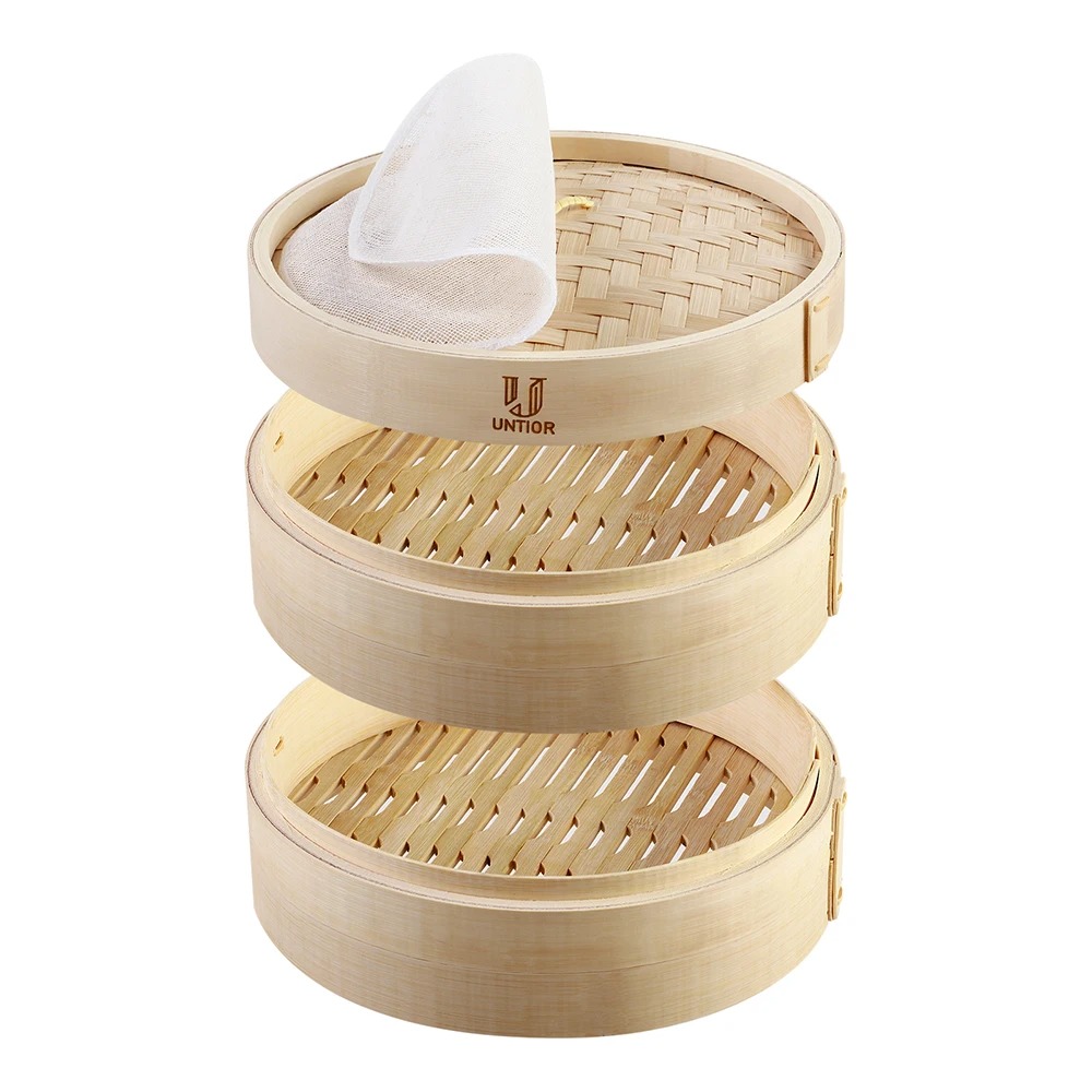 Bamboo Steamer Basket with Lid - Bao Steamer Bamboo avaliação e preço