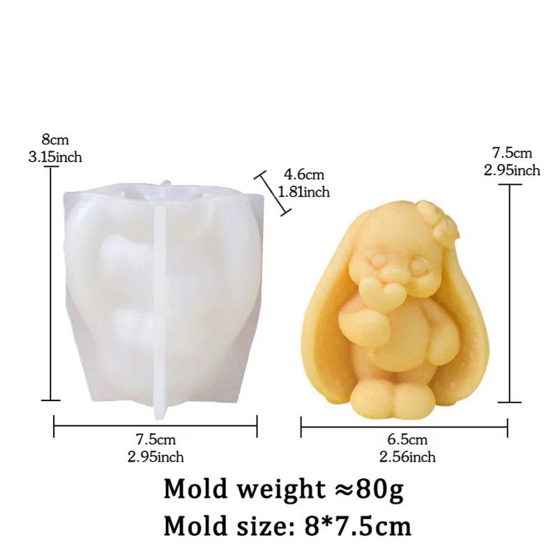 3D Long-eared Rabbit Silicone  - Bunny Cake Mold avaliação e preço