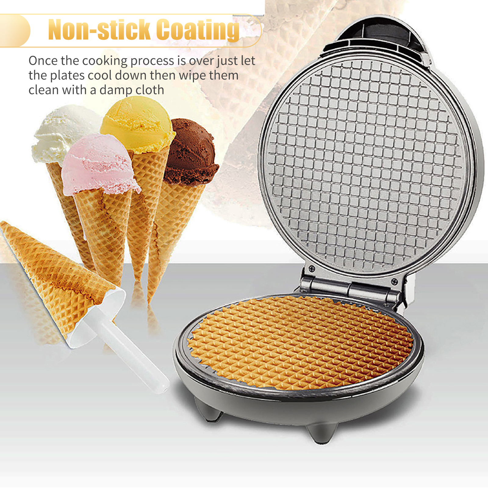 1200W Waffle Maker Nonstick Ba - Waffle Cone Maker avaliação e preço