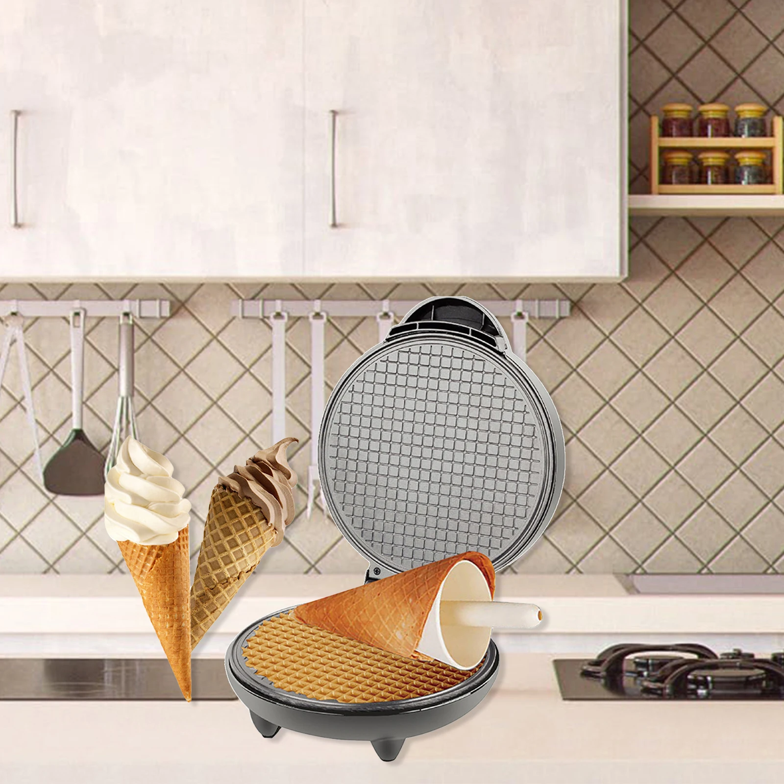 1200W Waffle Maker Nonstick Ba - Waffle Cone Maker avaliação e preço
