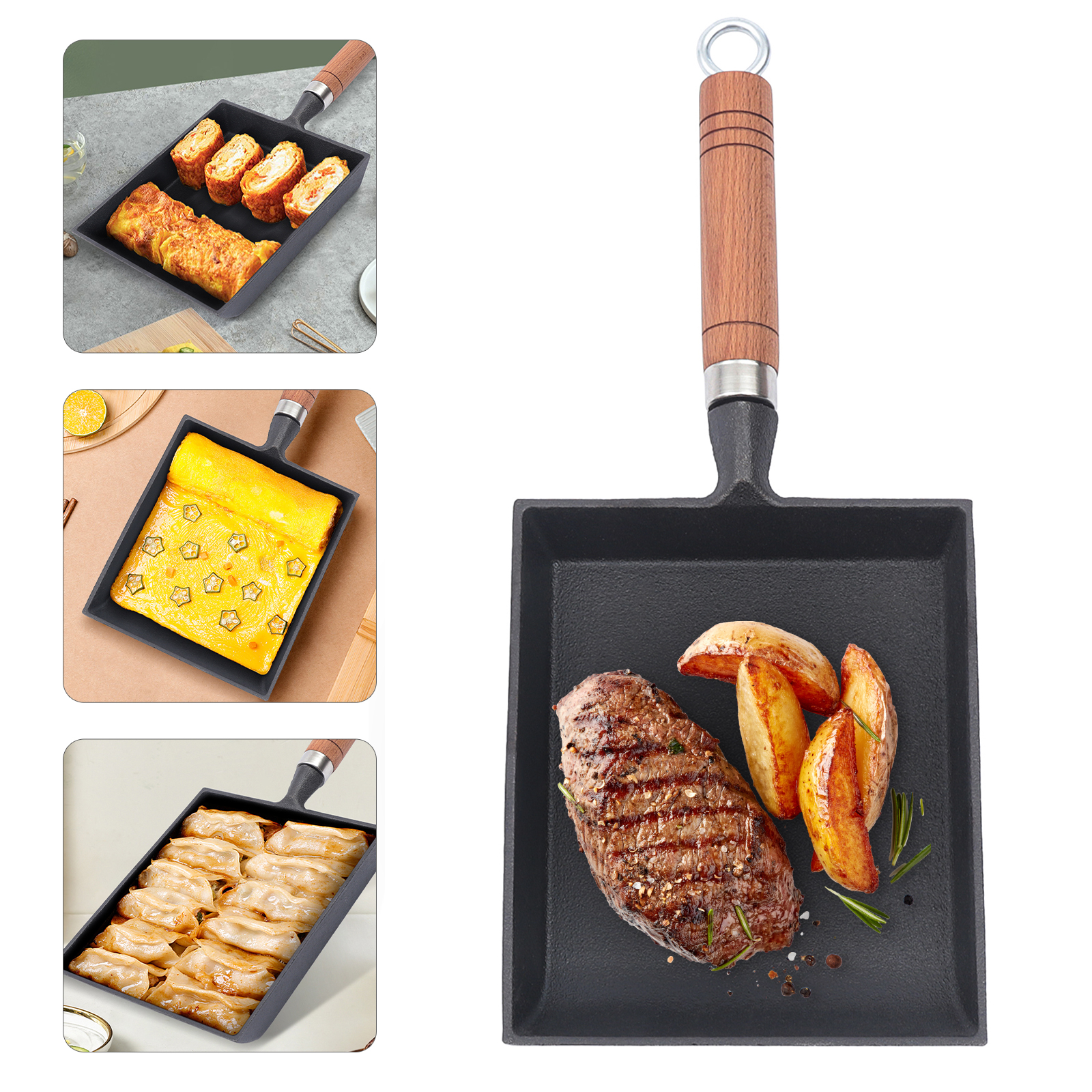 1PCS Egg Fry Pan Square Cast I - Cast Iron Corn avaliação e preço