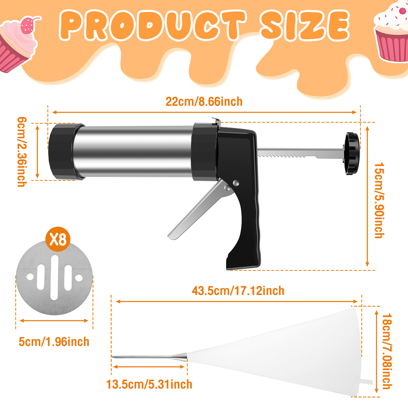 Stainless Steel Cookie Gun Chu - Churros Maker Gun avaliação e preço