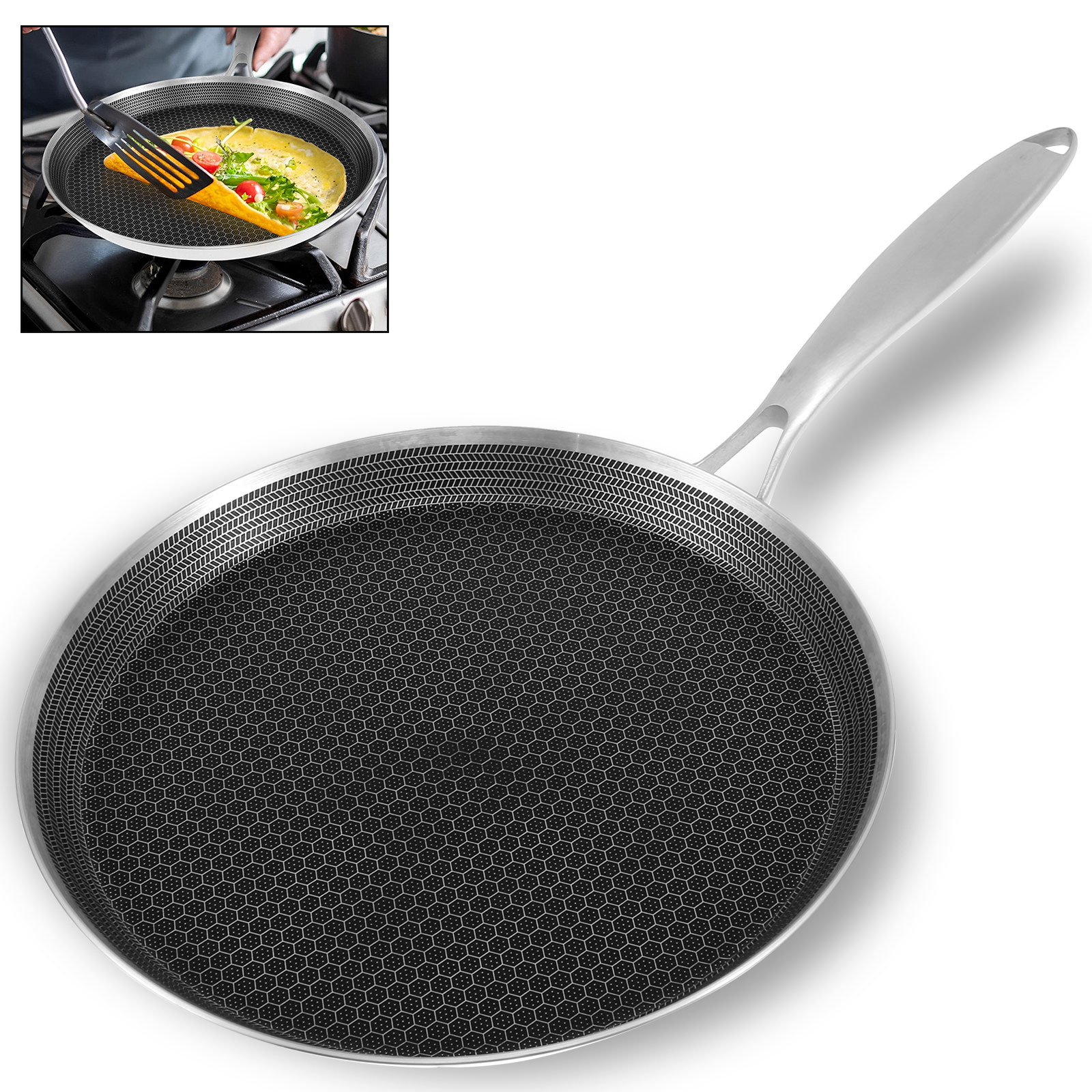 Stainless Steel Frying Pan Non - Danish Pancake Pan avaliação e preço