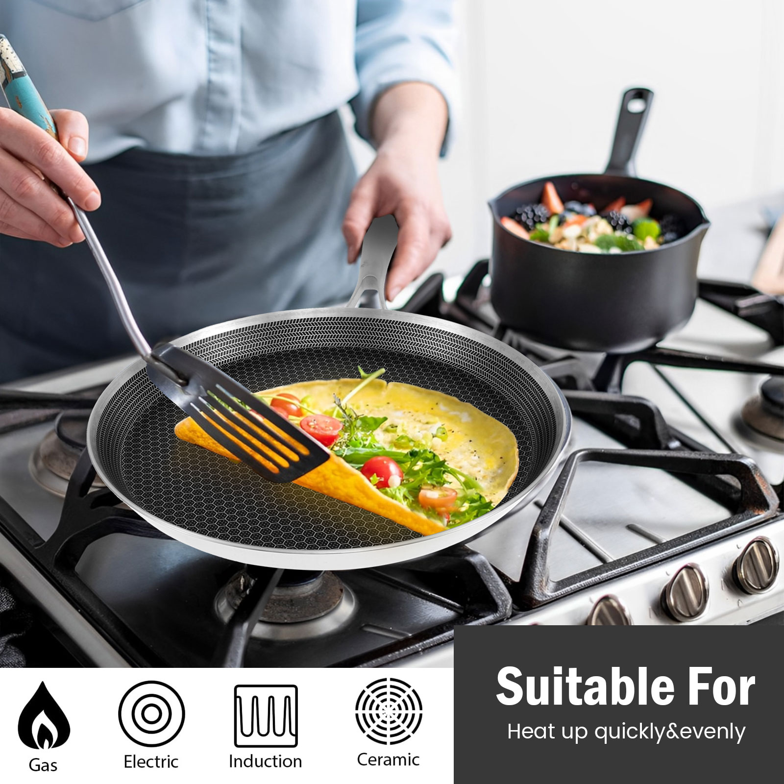 Stainless Steel Frying Pan Non - Danish Pancake Pan avaliação e preço