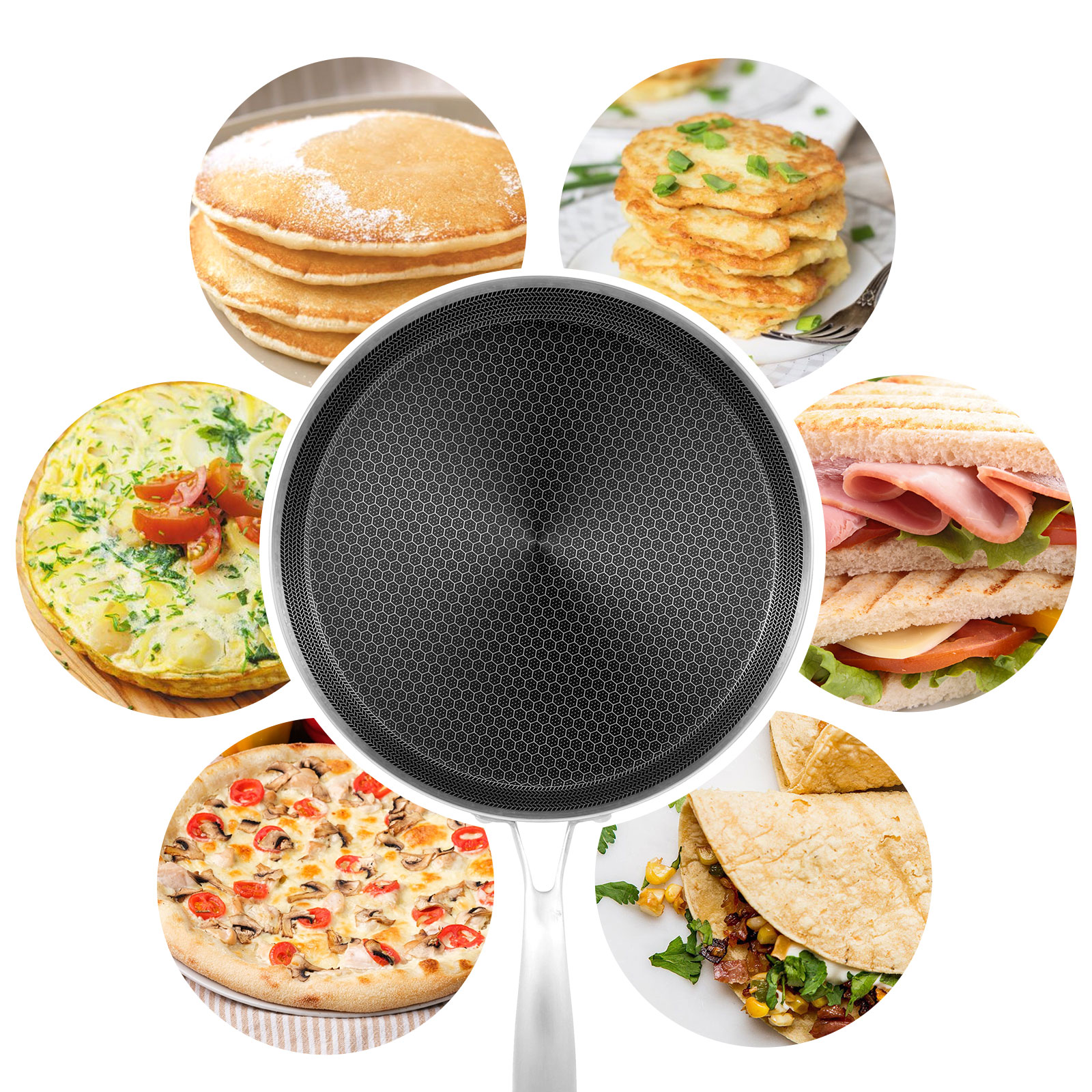 Stainless Steel Frying Pan Non - Danish Pancake Pan avaliação e preço