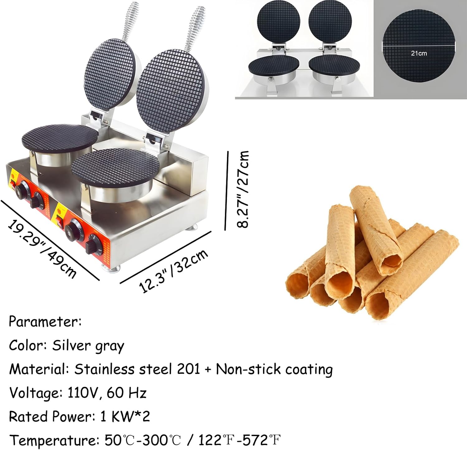 110V Commercial Double Station - Waffle Cone Maker avaliação e preço