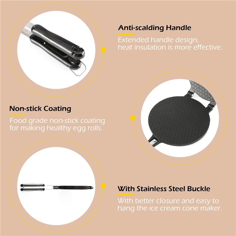 22cm Non-Stick Egg Roll Waffle - Waffle Cone Maker avaliação e preço