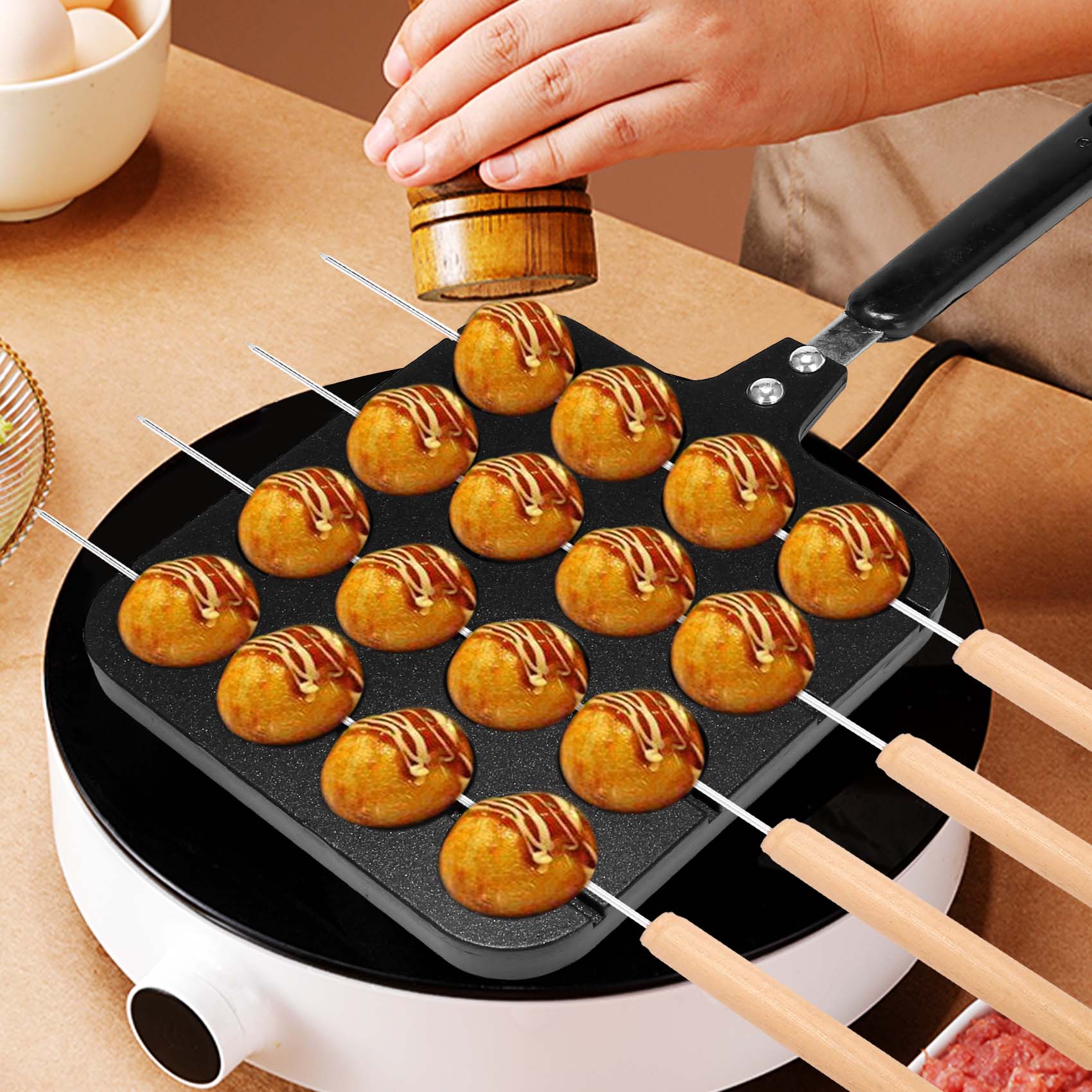 F-T 16 Holes Aluminum Takoyaki - Takoyaki Grill Plate avaliação e preço