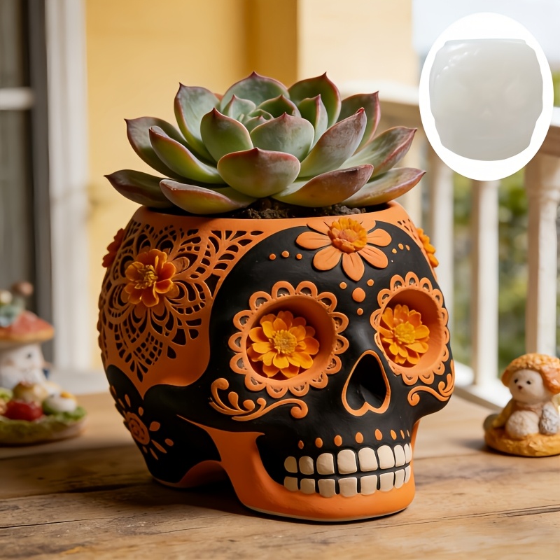 Flower relief skull succulent  - Potsticker Mold avaliação e preço