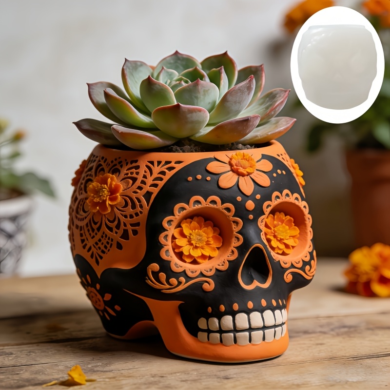 Flower relief skull succulent  - Potsticker Mold avaliação e preço