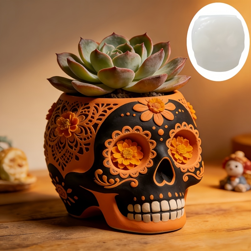 Flower relief skull succulent  - Potsticker Mold avaliação e preço