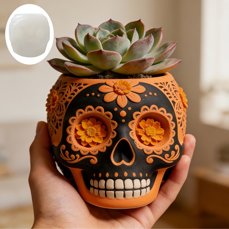 Flower relief skull succulent  - Potsticker Mold avaliação e preço