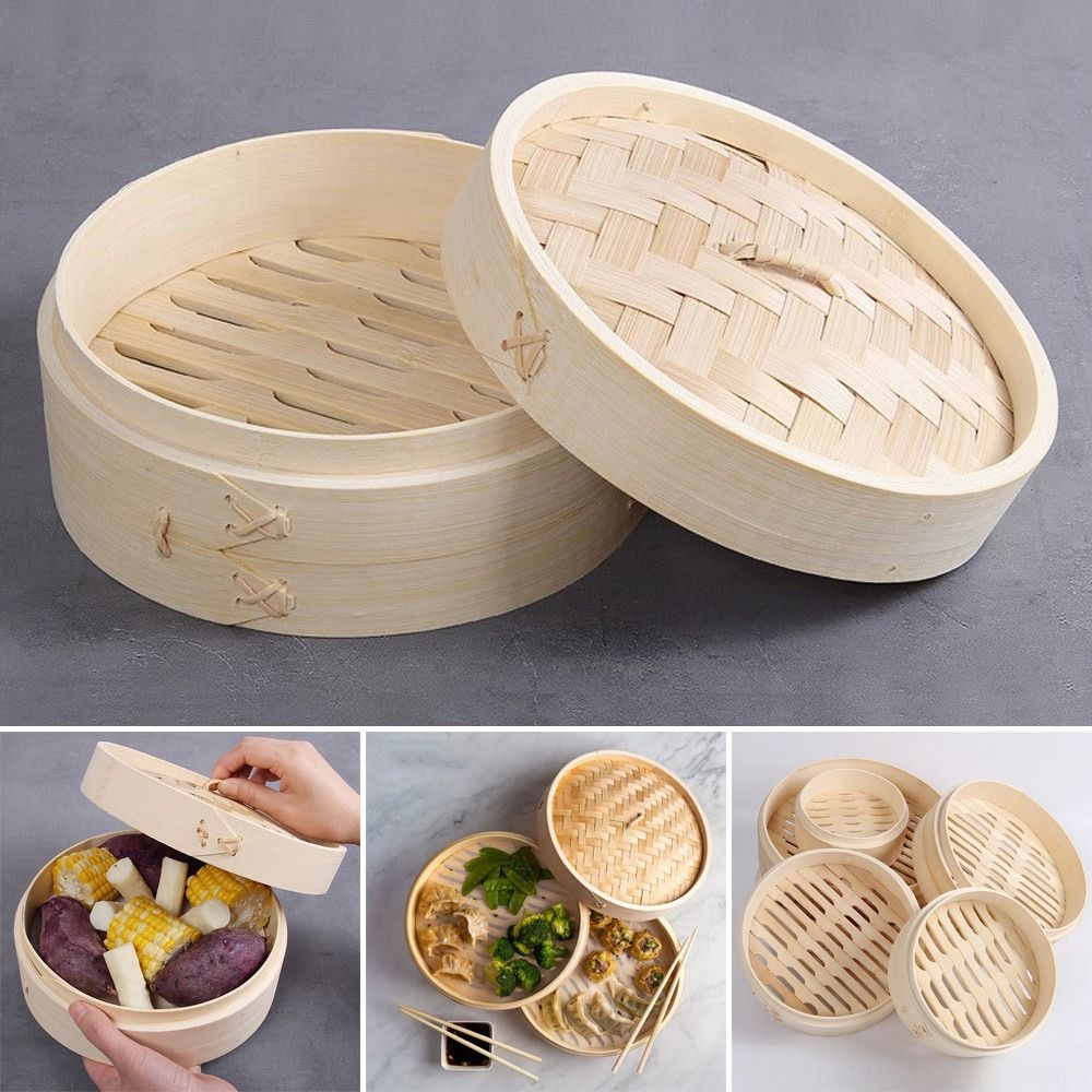 Bamboo Steamer Basket with Lid - Bao Steamer Bamboo avaliação e preço