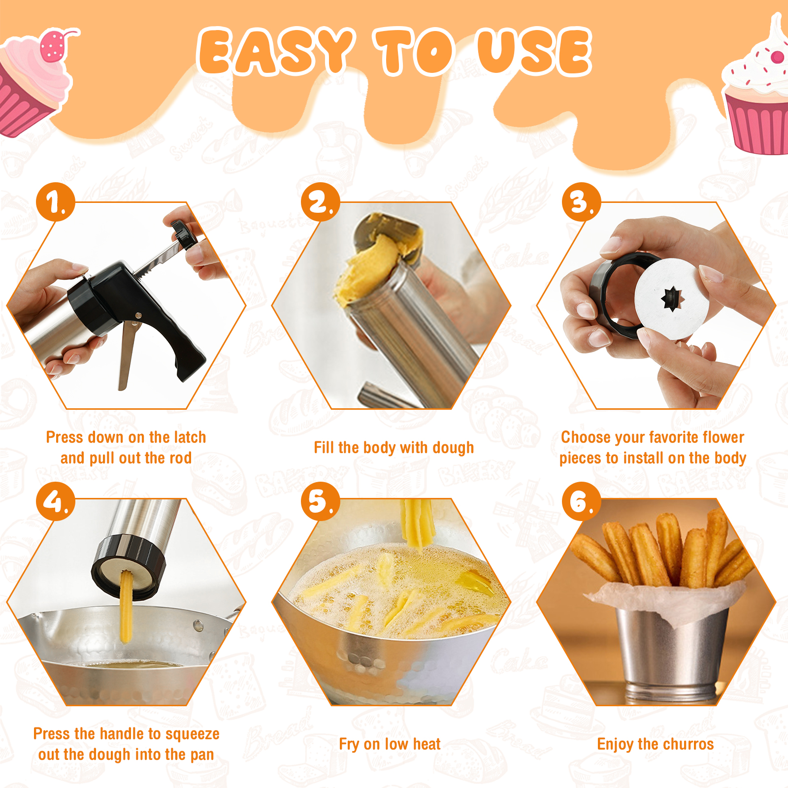 Cookie Press Gun Tips Set Stai - Churros Maker Gun avaliação e preço