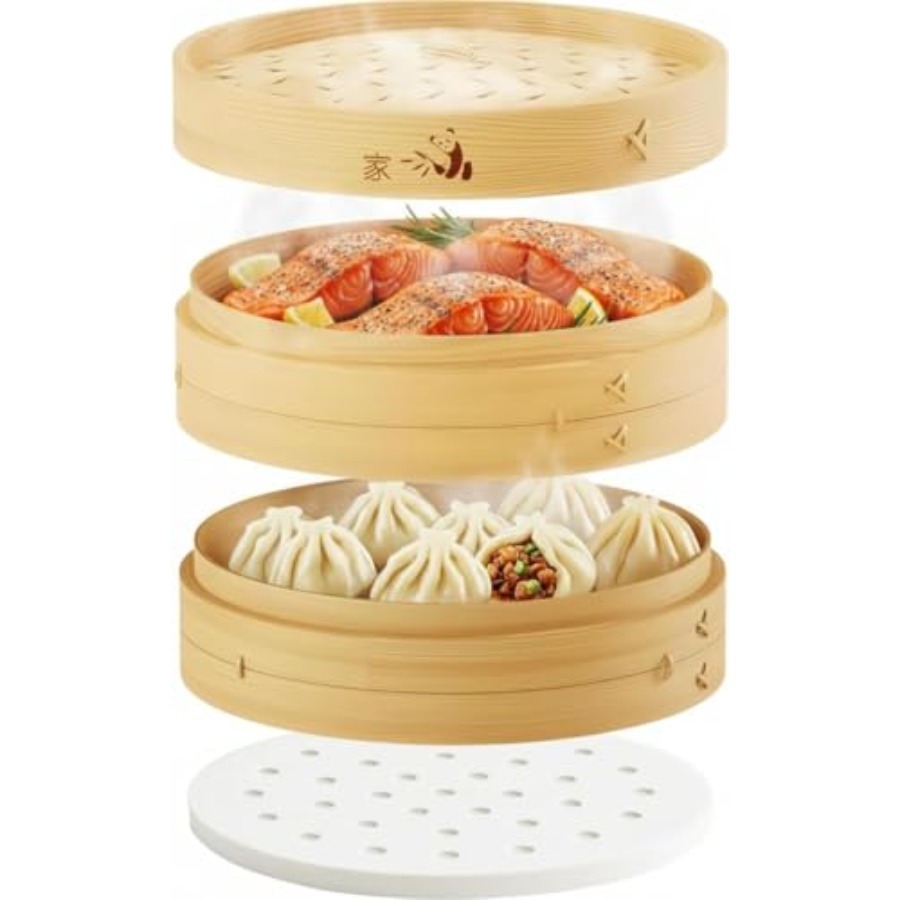 Bamboo Steamer Basket - 2-Tier - Bao Steamer Bamboo avaliação e preço