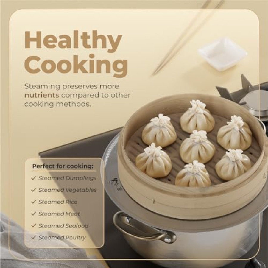 Bamboo Steamer Basket - 2-Tier - Bao Steamer Bamboo avaliação e preço