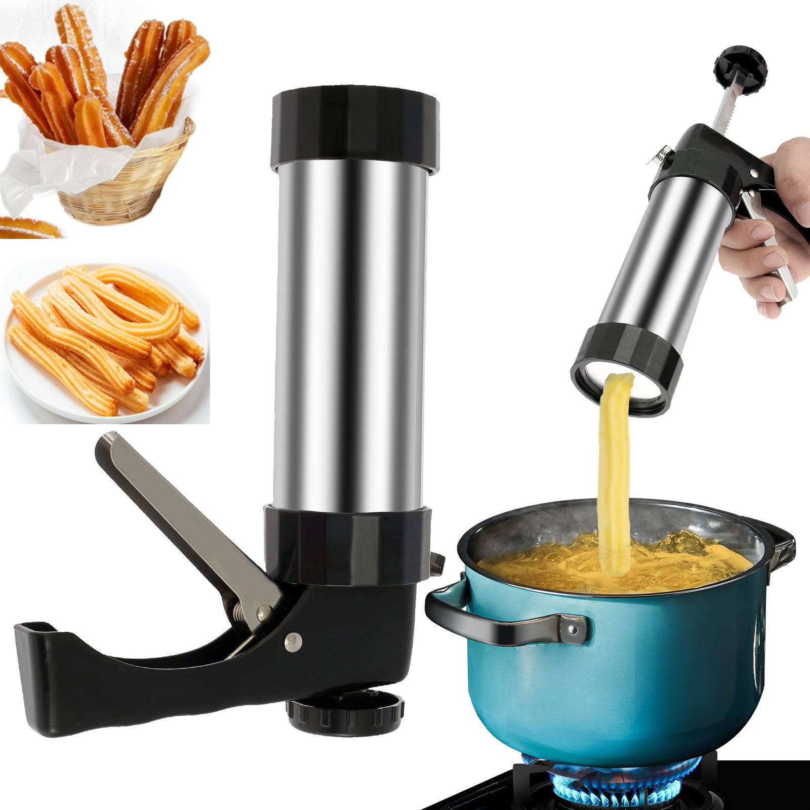 Cookie Press Gun Kit Stainless - Churros Maker Gun avaliação e preço
