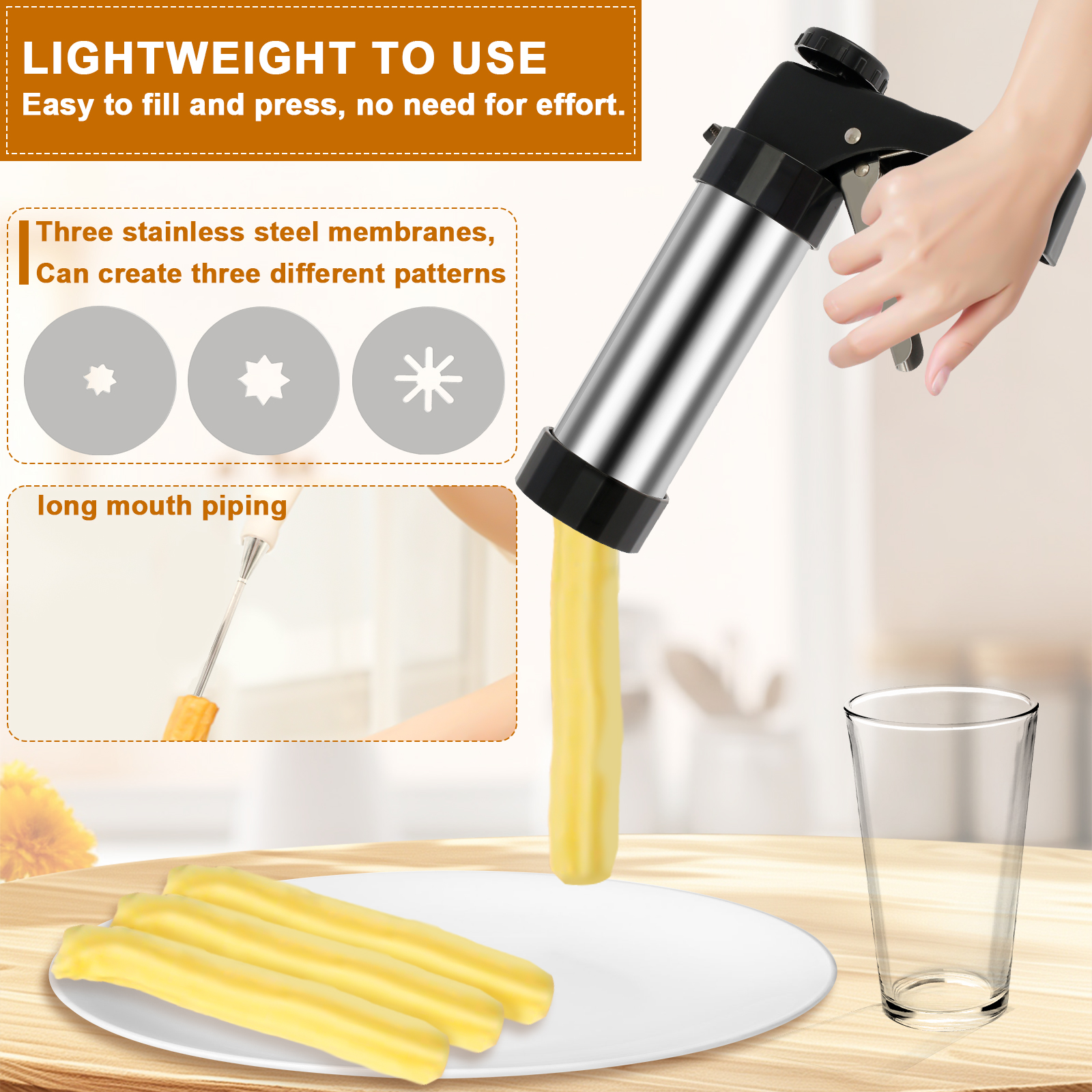 Cookie Press Gun Kit Stainless - Churros Maker Gun avaliação e preço