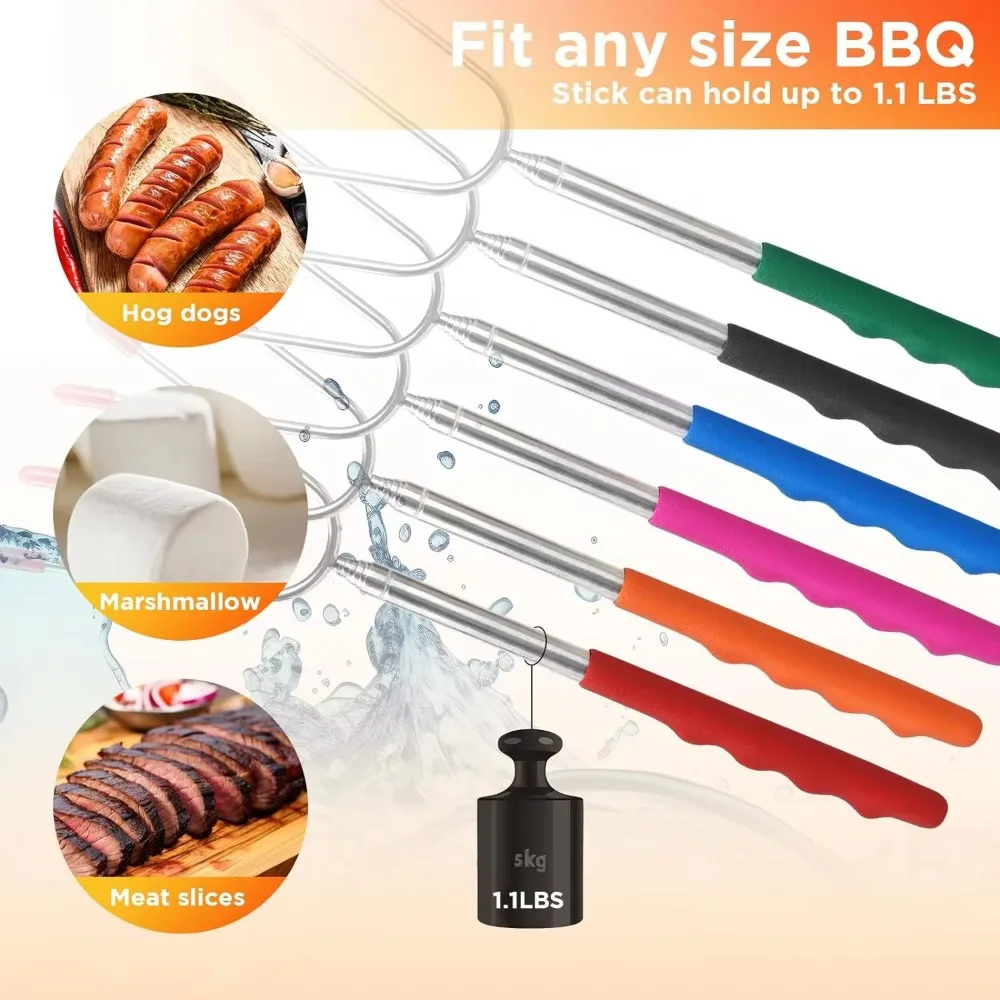 5/6/10pcs Telescopic BBQ Forks - Hot Dog Press avaliação e preço