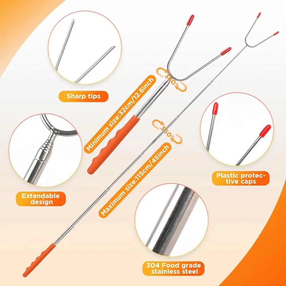 5/6/10pcs Telescopic BBQ Forks - Hot Dog Press avaliação e preço
