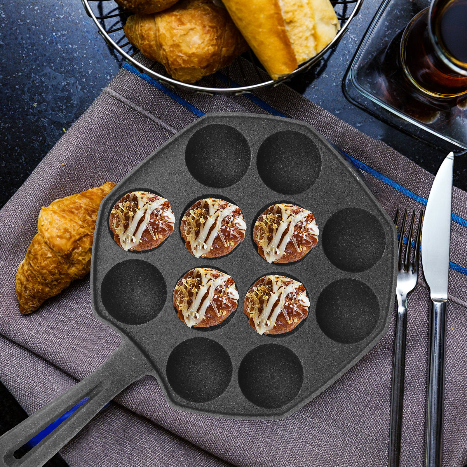 Takoyaki Pan 12 Molds Cast Iro - Takoyaki Grill Plate avaliação e preço