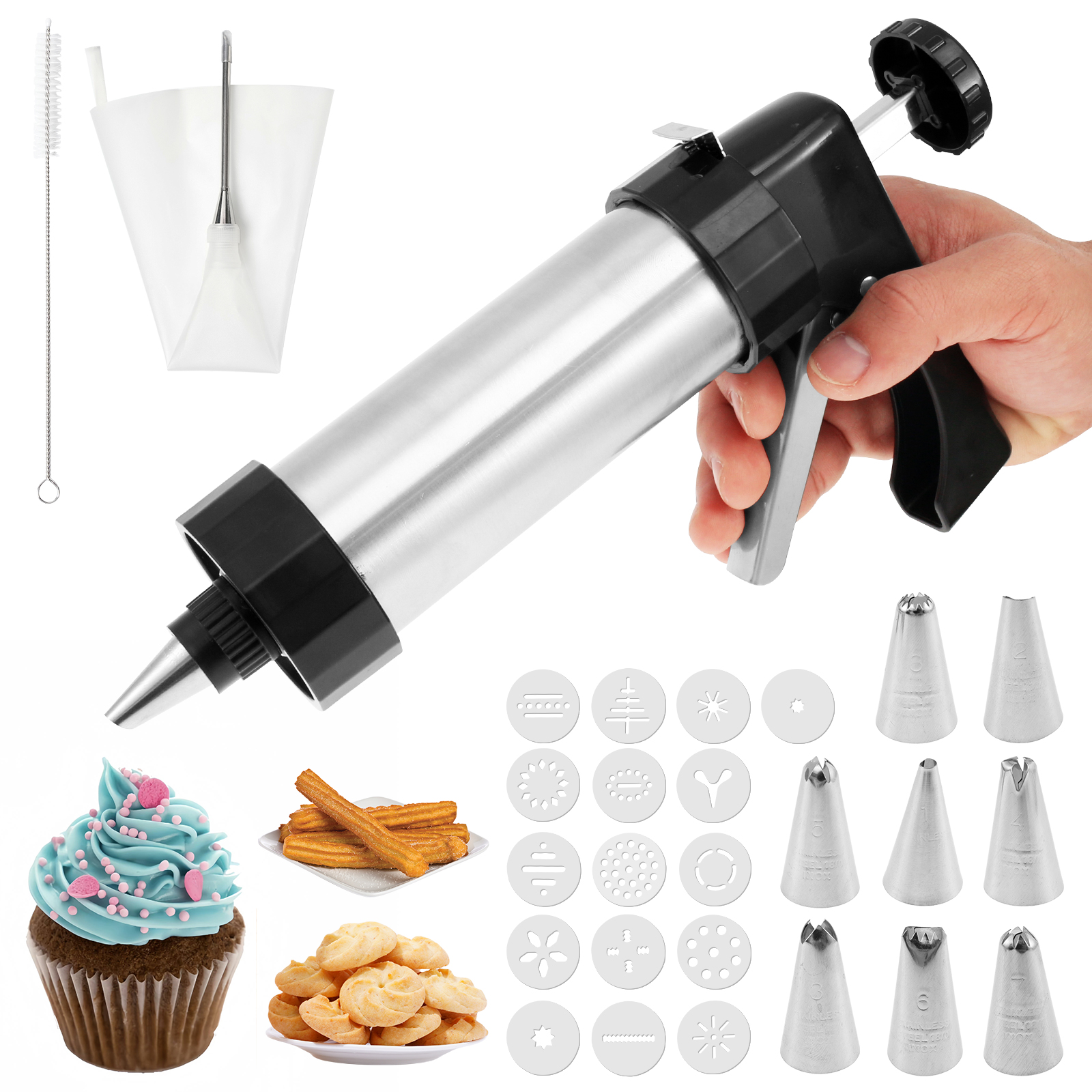 Stainless Steel Cookie Gun Chu - Churros Maker Gun avaliação e preço