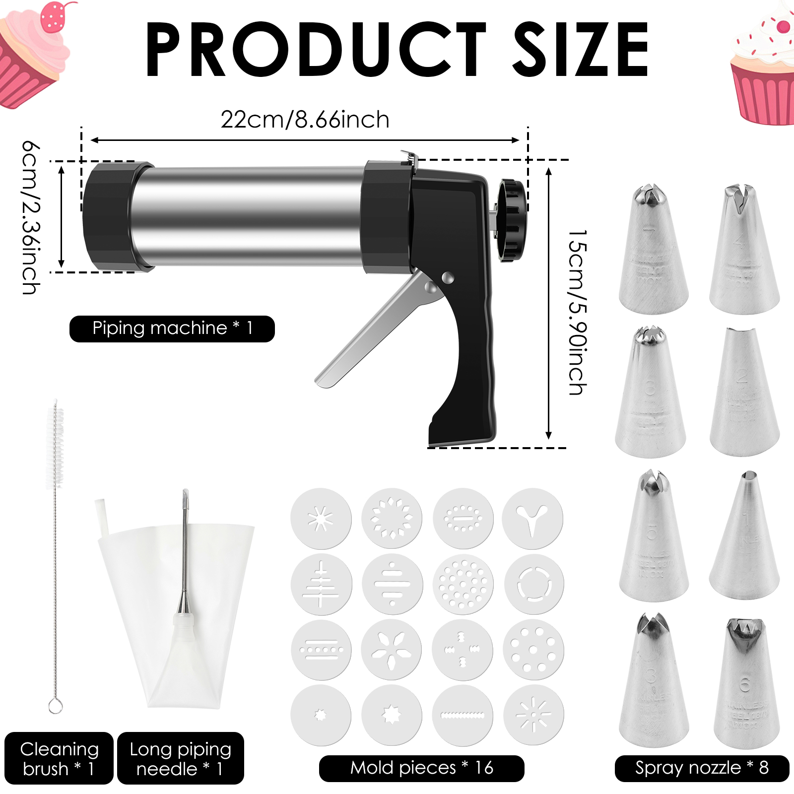 Stainless Steel Cookie Gun Chu - Churros Maker Gun avaliação e preço
