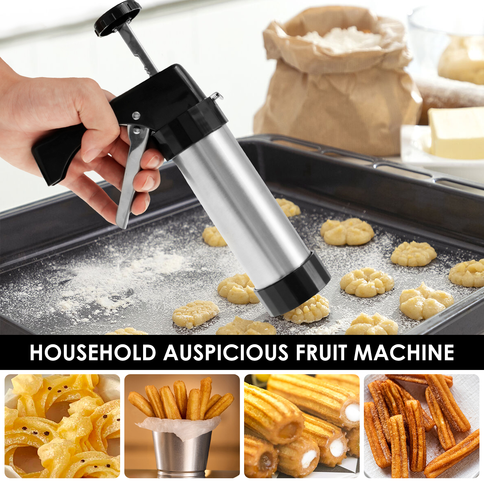 Stainless Steel Cookie Gun Chu - Churros Maker Gun avaliação e preço