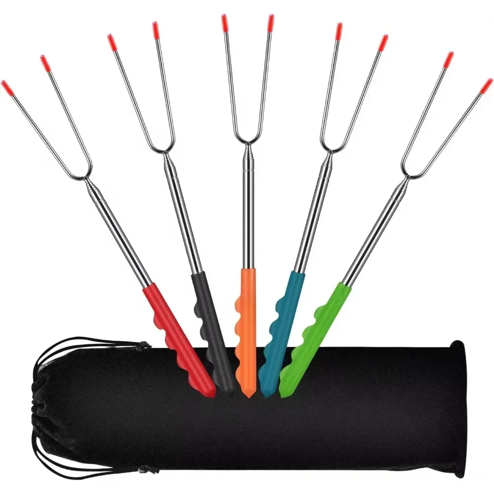 New BBQ Forks Telescopic  Barb - Corn Dog Stick avaliação e preço
